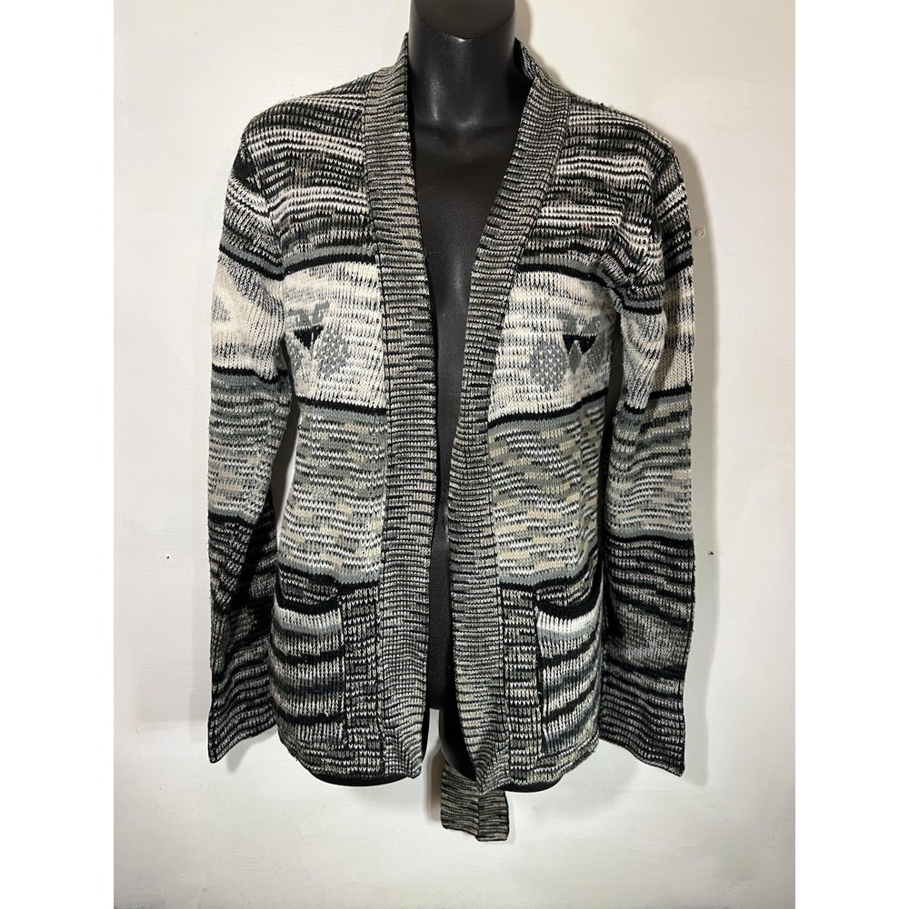 Vtg 80s Sweater Cardigan M Jean Nicole Mallcore Grandma Cozy Acrylic Grey Office